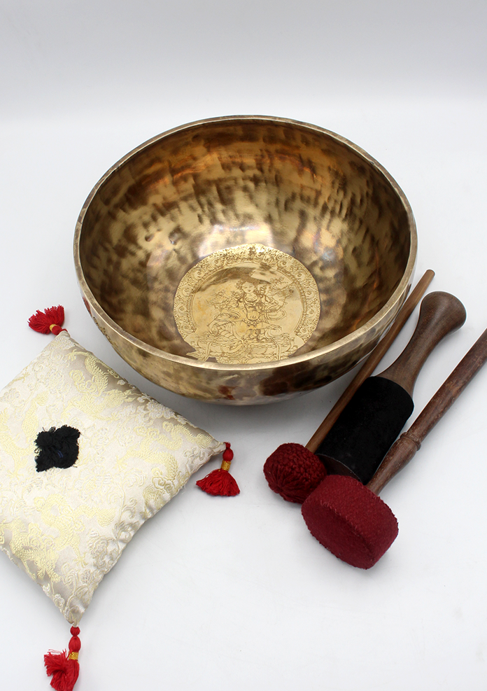 Full Moon Engraved Green Tara Singing Bowl Note B