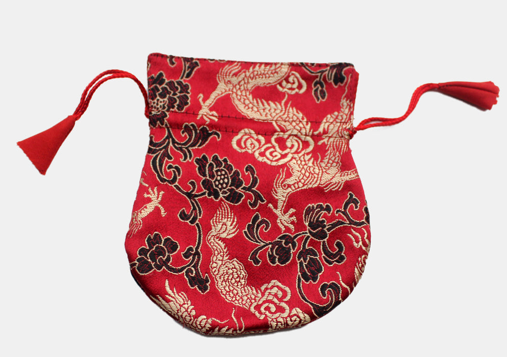 Dragon Silk Brocade Drawstring Mala Bag