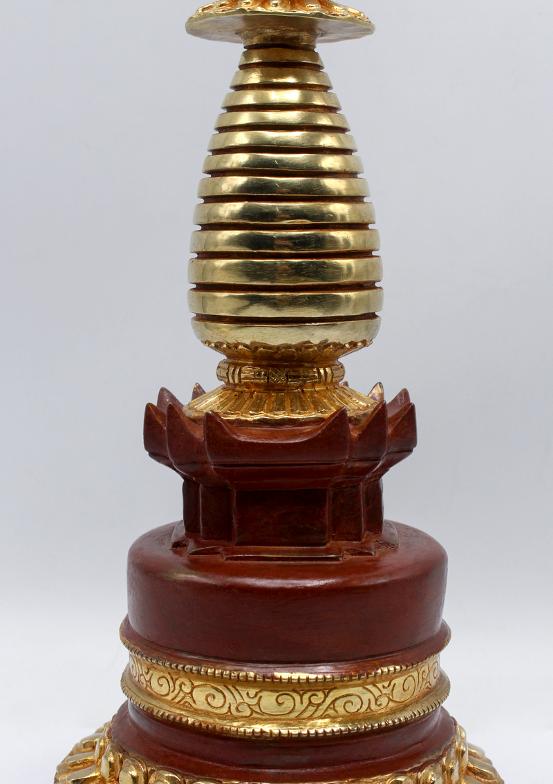Partly Gold-Plated Stupa 11" H