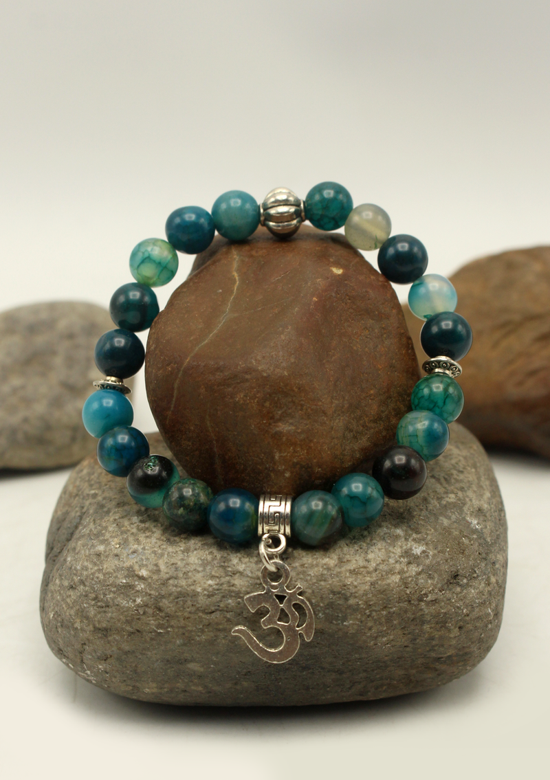 BlueGreen Shade Mixed  Stones Mala Bracelet