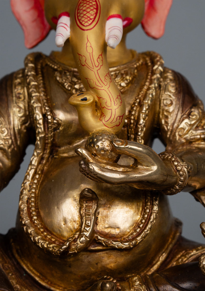 Partly Gold Plated Ganesh Statue 12"H