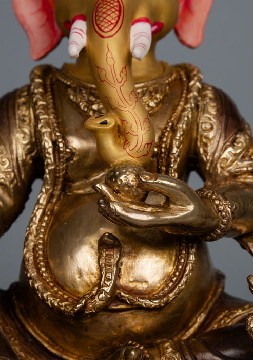 Partly Gold Plated Ganesh Statue 12"H
