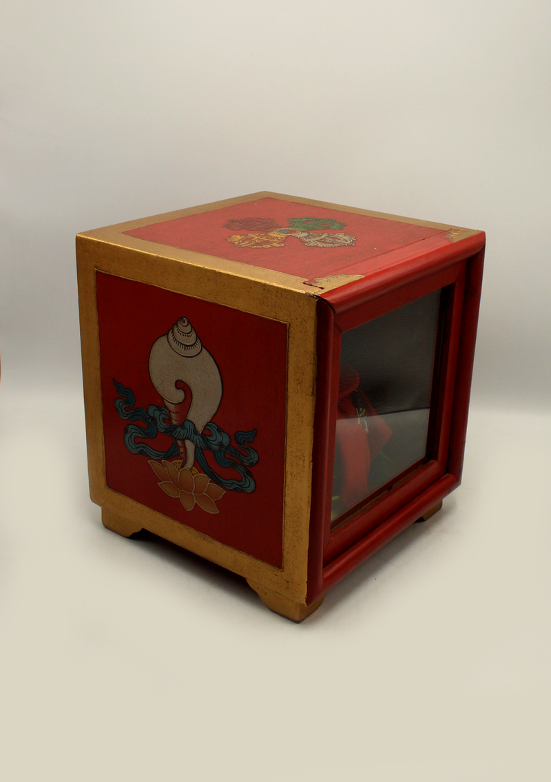 HandCrafted Tibetan Wooden Box for the Ritual Treasure Vase- Conch
