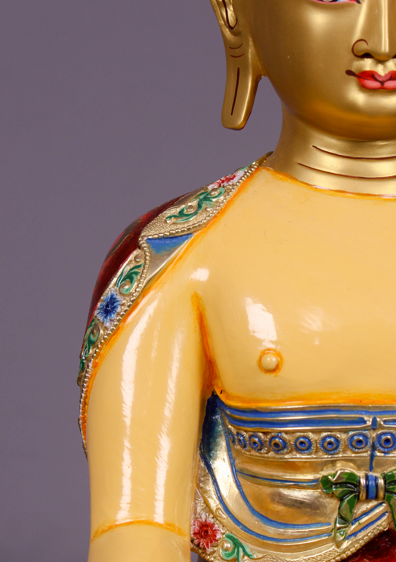 Masterpiece  Gilted Hand Painted  Shakyamuni Buddha Statue 14"