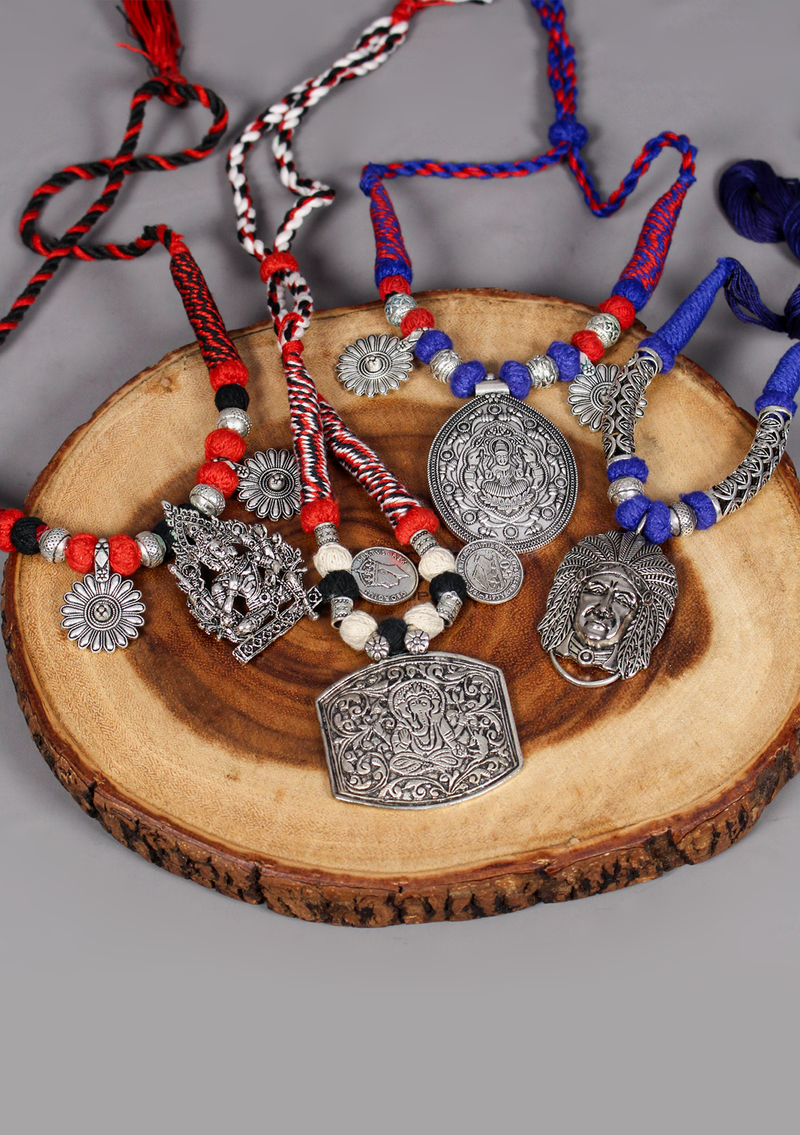 Elegant White Metal Tribal Deity Pendant from Nepal