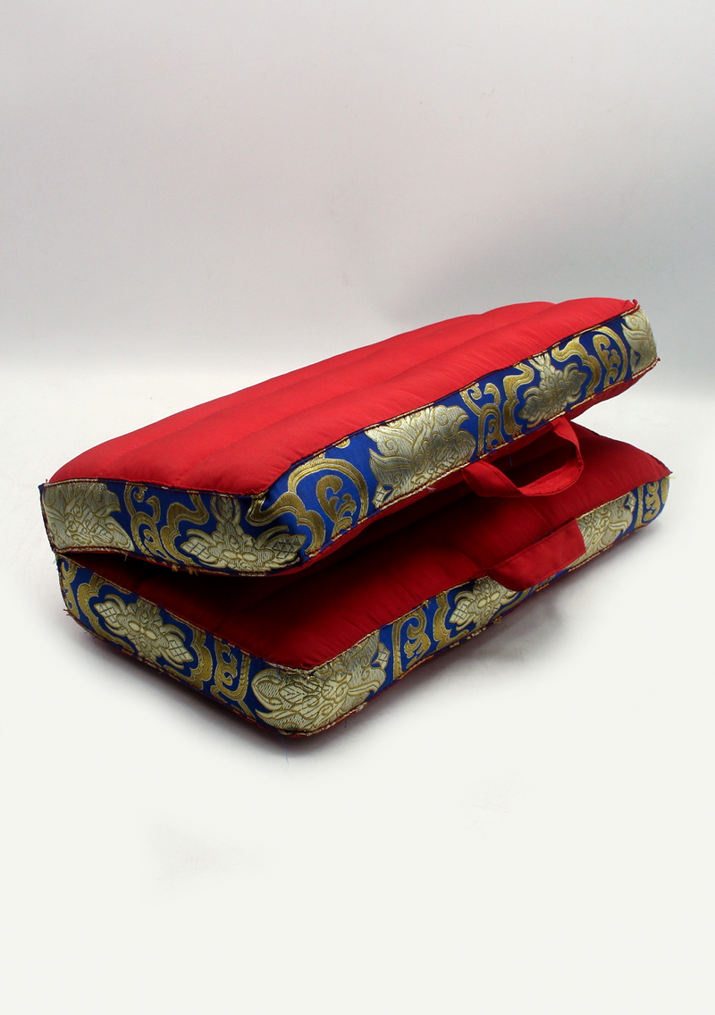 Red Foldable Brocade Border Large Mediation Cushion