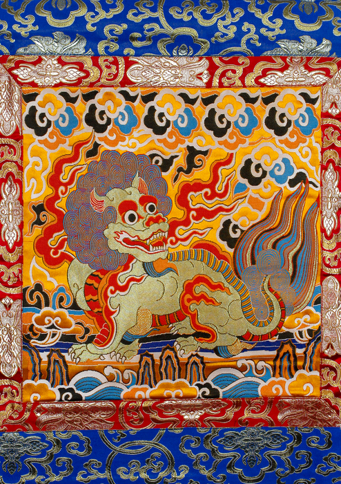 Snow Lion Brocade Wall Hanging