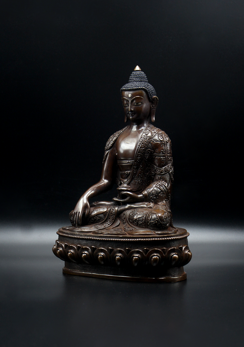 Copper Shakyamuni Buddha Statue 9"H
