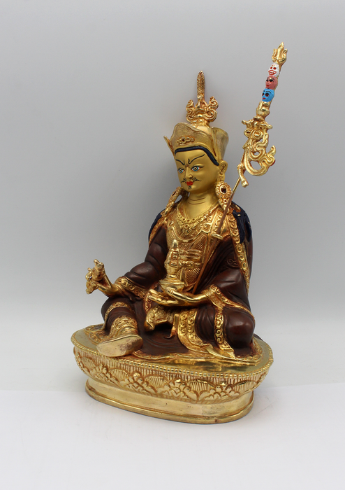 Guru Padmasambhava 24 K Gold Plated  Statue 9"H