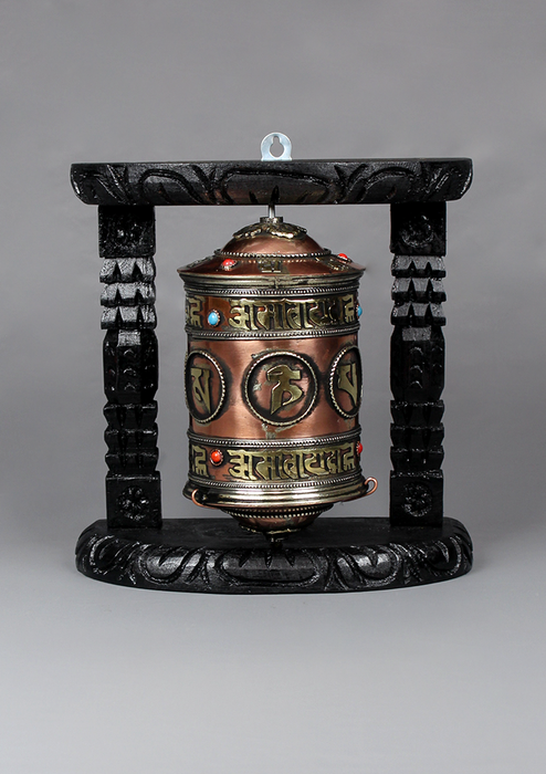 OM Mane Prayer Wheel Wall Hanging