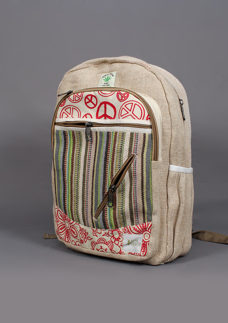 Peace Natural Cotton Hemp Mixed Bagpack