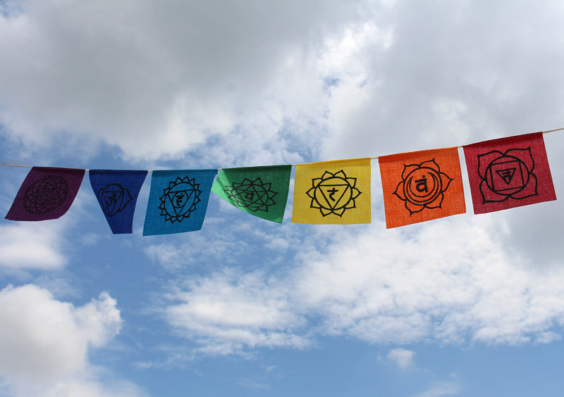 Seven Chakra Symbol Poly-Cotton Prayer Flags