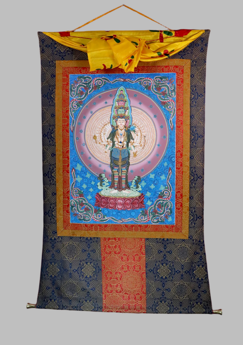 Avalokiteshvara Brocade Thangka Painting
