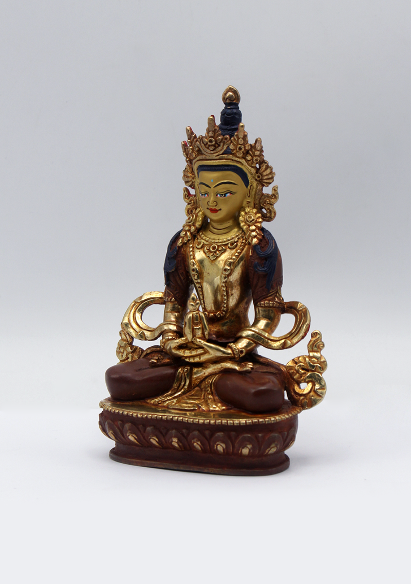 Partly Gold Plated Copper Aparmita Statue 5.5"H