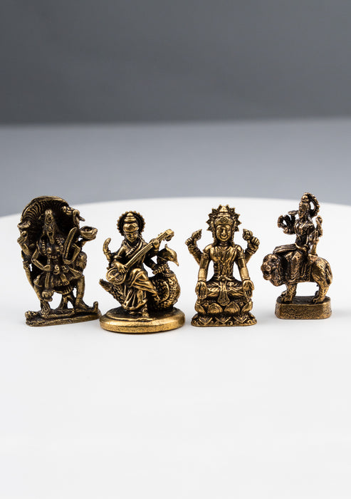Brass Mini Hindu Goddess Statues 1"