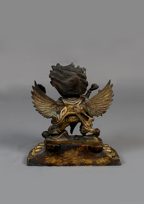 Antique Copper Vajrakilaya Guardian Statue 7"H