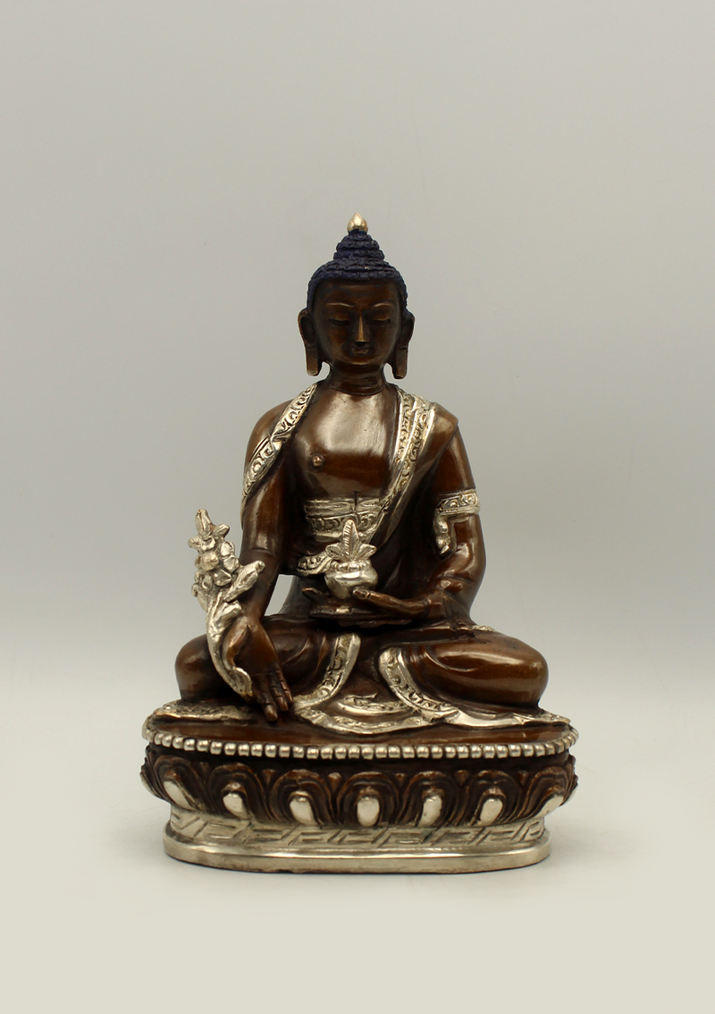 Copper Medicine Buddha Statue 6"H