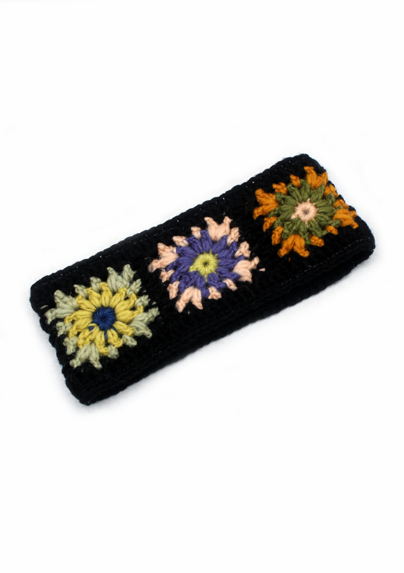 Handknitted Crochet  Winer Sherpa Flower Headband