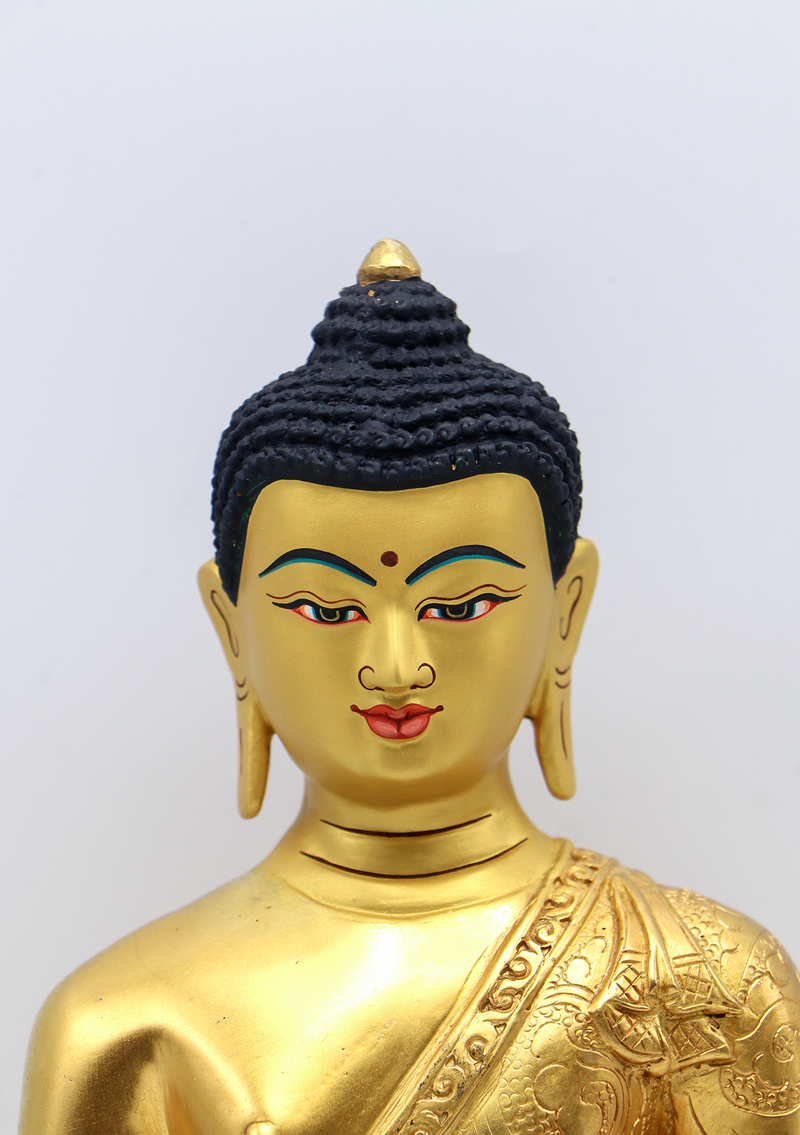 Full Gold Plated Shakyamuni Buddha Statue 10"H