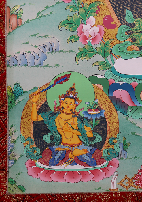 Thousand-Armed Avalokiteshvara Brocade Thangka Painting – Compassion Embodied in Art