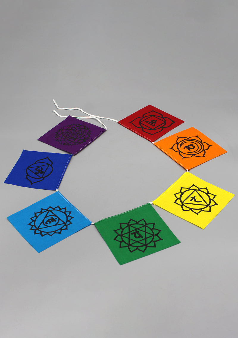 Seven Chakra Symbol Poly-Cotton Prayer Flags