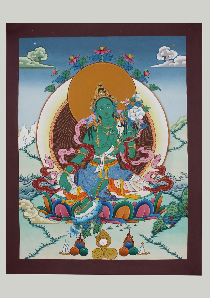 Green Tara Thangka Painting