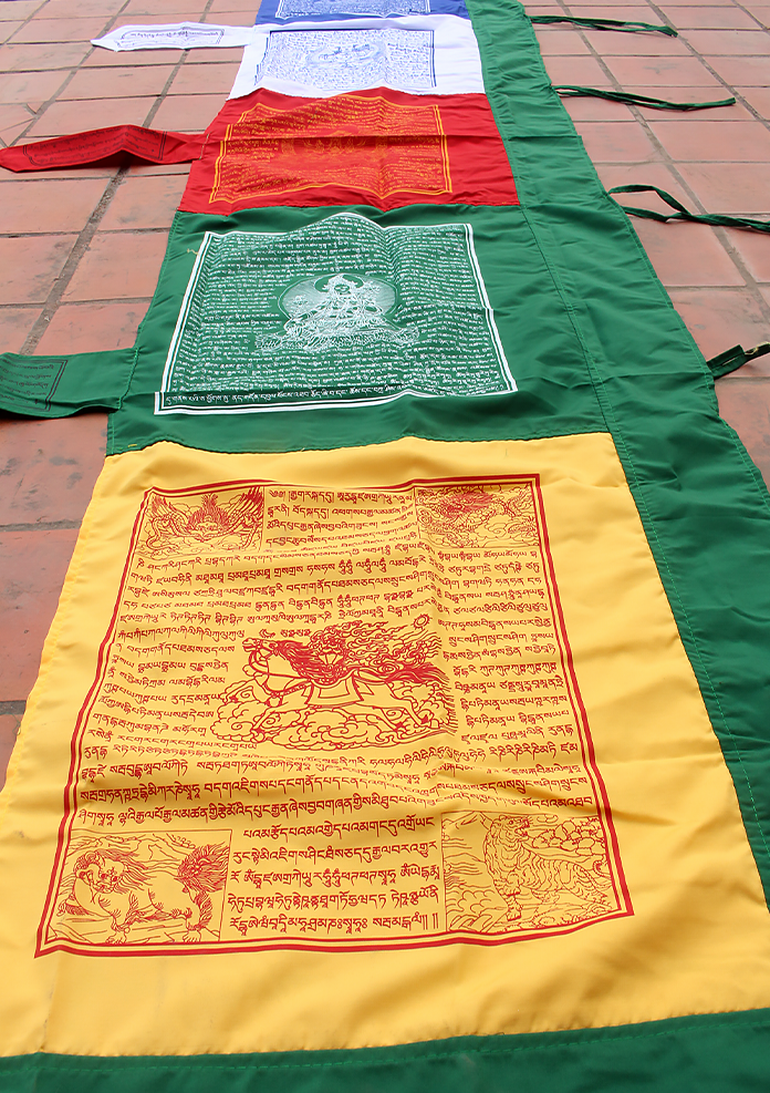 Vertical Mixed Deities Screen Print Tibetan Prayer Flags