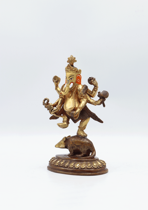 Partly Gold Plated Dancing Ganesha Statue 5.5" High SS-ST130