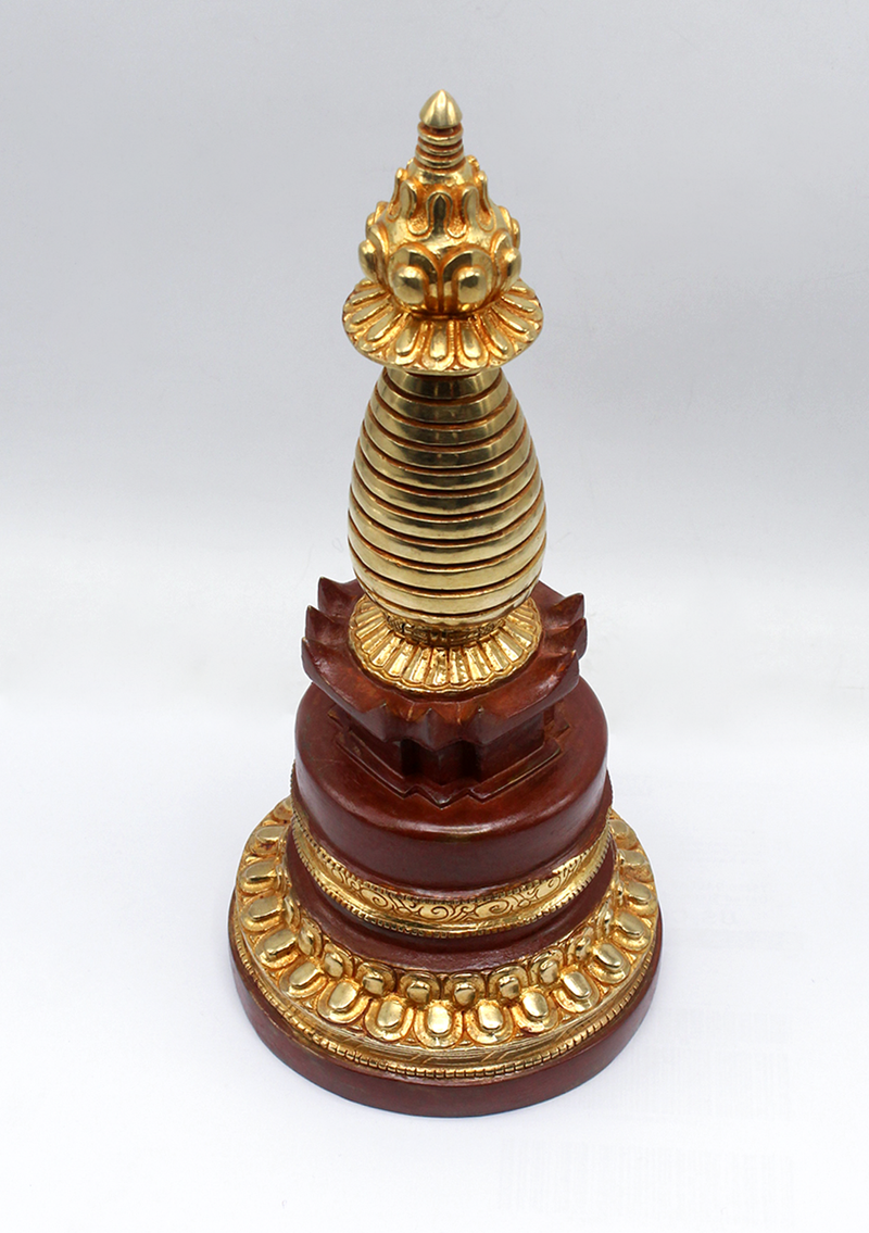 Partly Gold-Plated Stupa 11" H