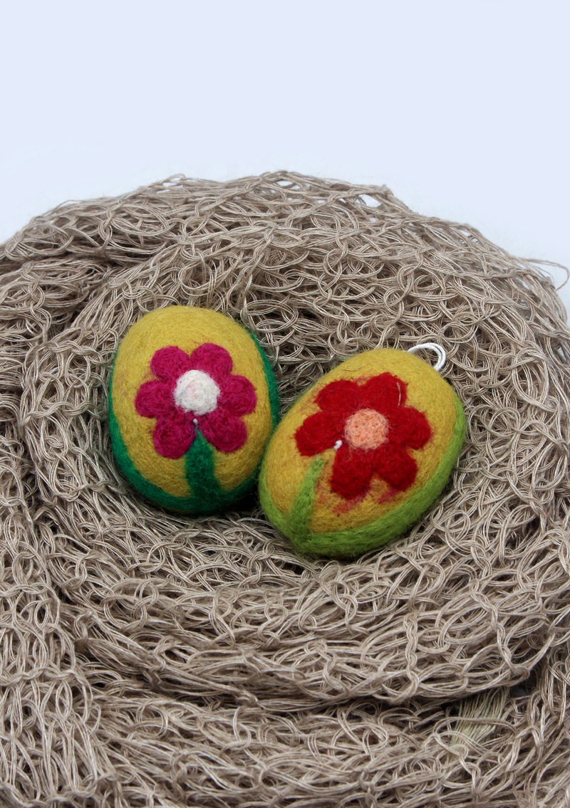 Multi Color Handmade Felt Easter Egg Ornaments