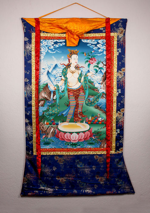 Standing Lokeshvara Brocade Thangka Painting