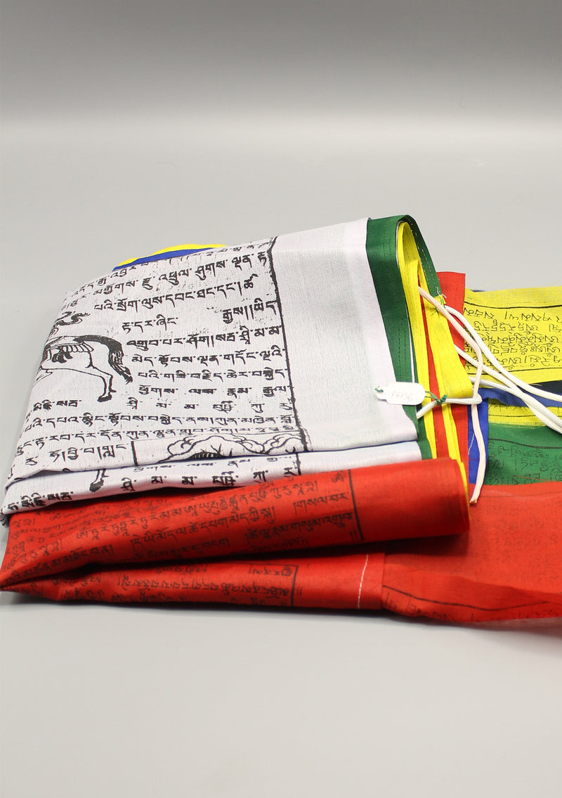 Extra Large Tibetan Deities and Windhorse Vertical Pole Prayer Flags