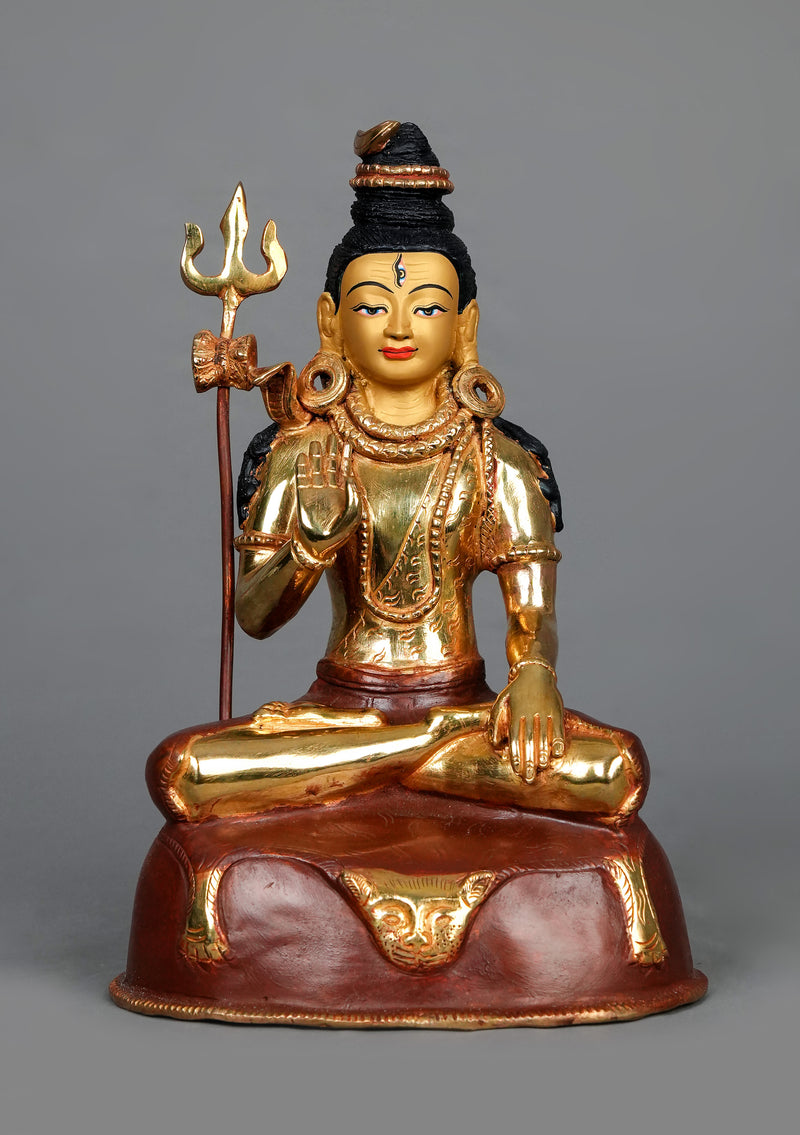 Partly Gold Plated Shiva Statue 8.5"H