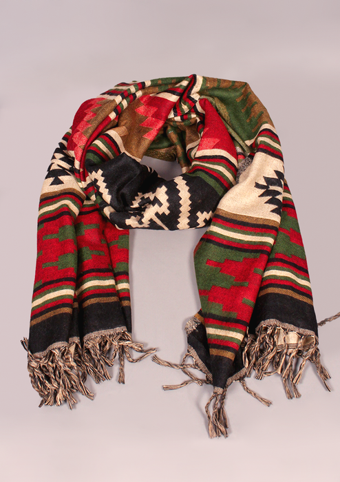 Handloomed Zigzag Pattern Woolen Shawl - Lancer