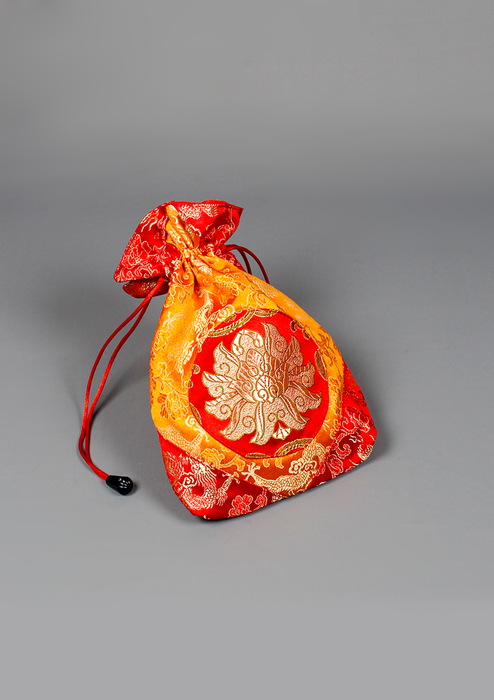 Lotus Brocade Embroidered Mala and Jewelry Bag