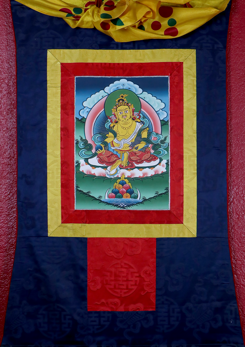 Brocade Kubera  Jambhala Thangka Painting