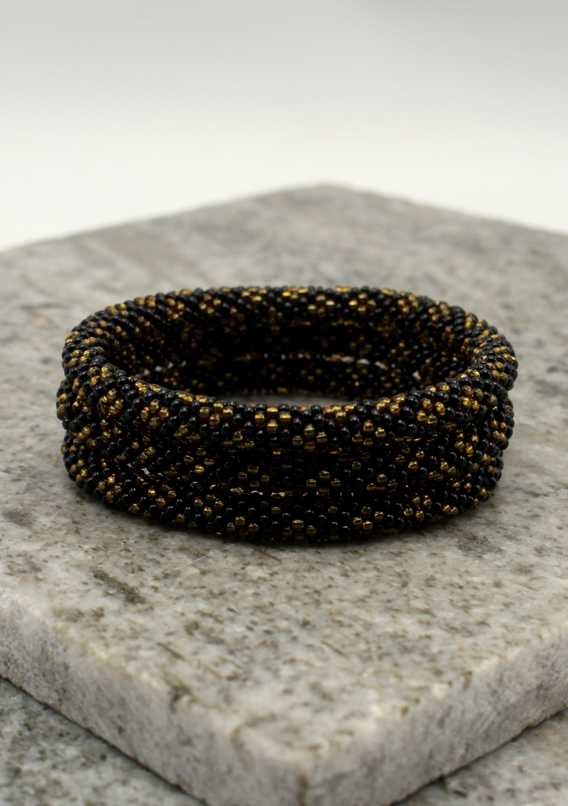Classic Black  Gold Roll on Beads Bracelet