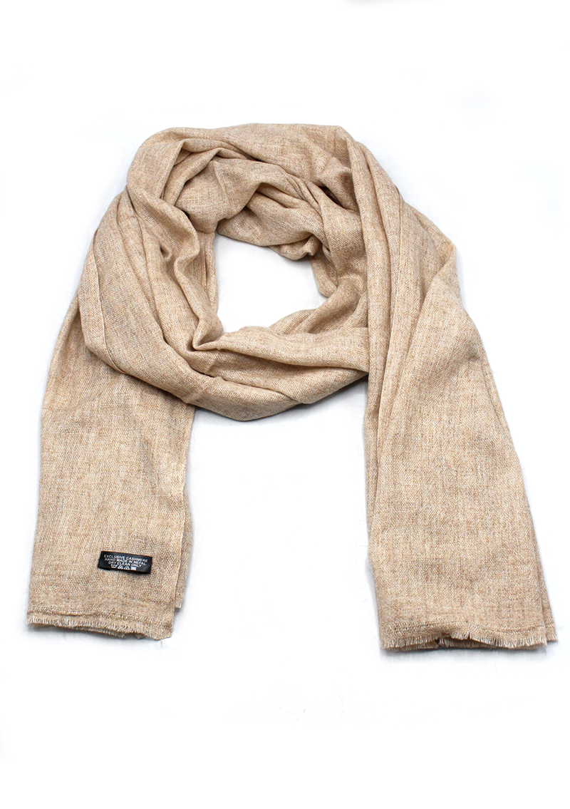 Cream Gray Mix Wool Cashmere Shawl