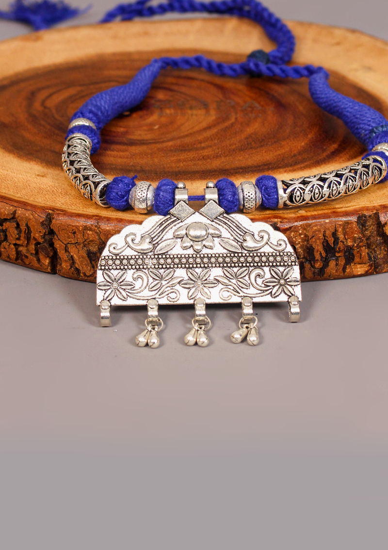 Elegant White Metal Tribal Style Pendant from Nepal