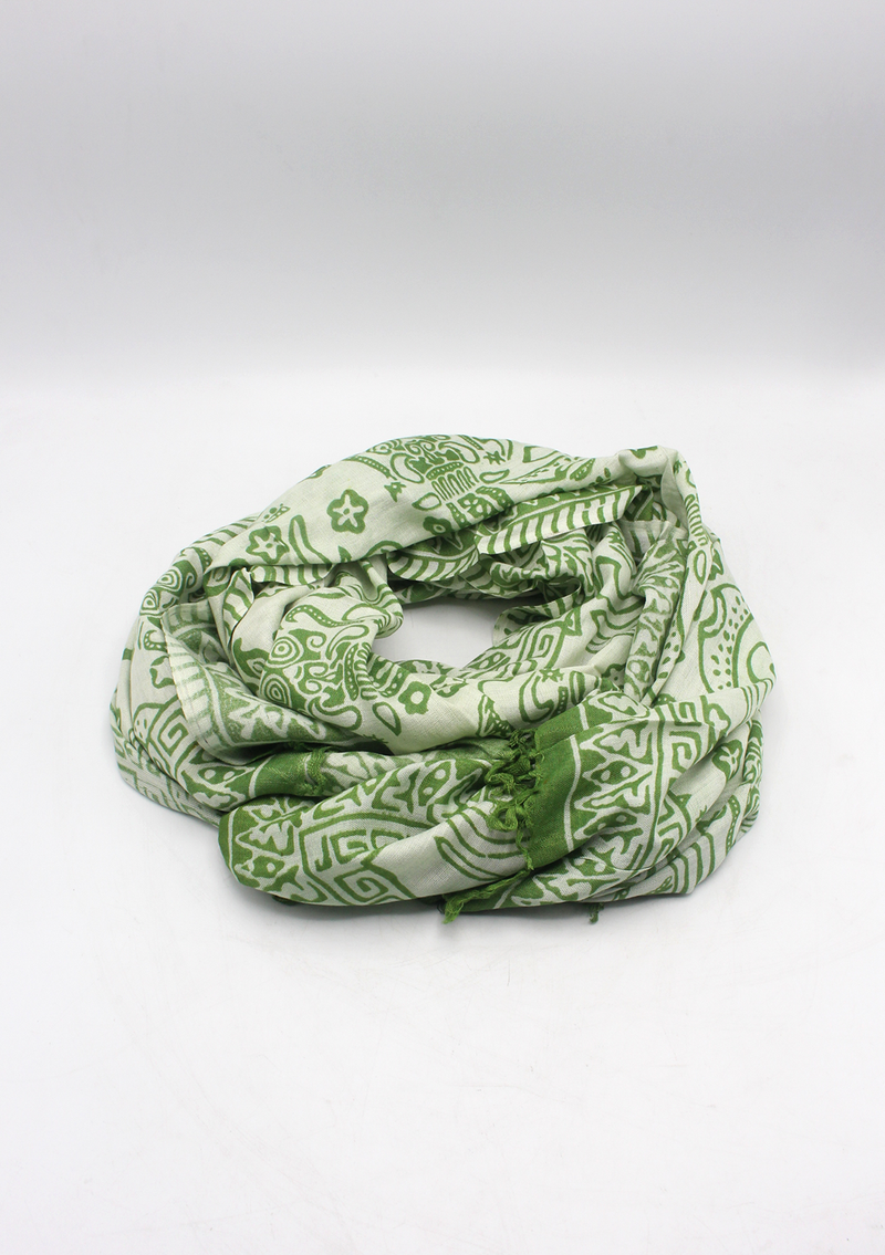 Yoga  Green Batik  Cotton Shawl
