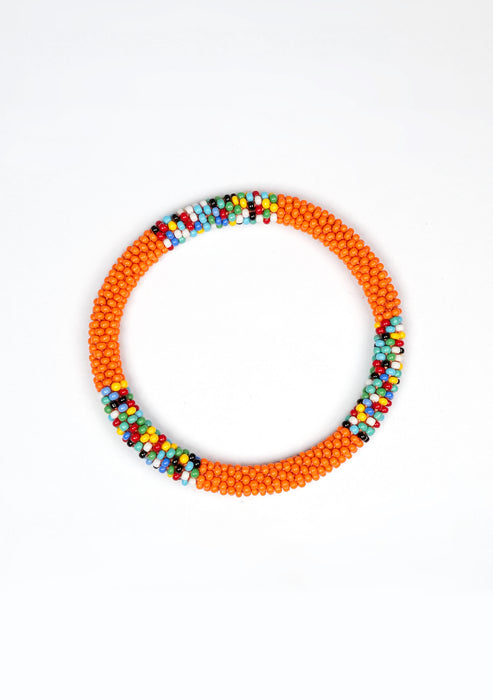 Tangerine with Colorful Joy Nepalese Roll Bead Bracelet Handmade Fair Trade Jewelry
