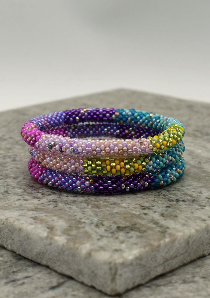 Multi Purple Roll on Beads Bracelet