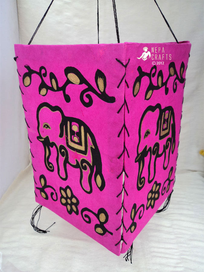 Elephant Print Lokta Paper Lamp Shade