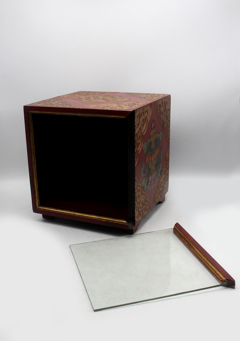 HandCrafted Tibetan Wooden Box for the Ritual Treasure Vase
