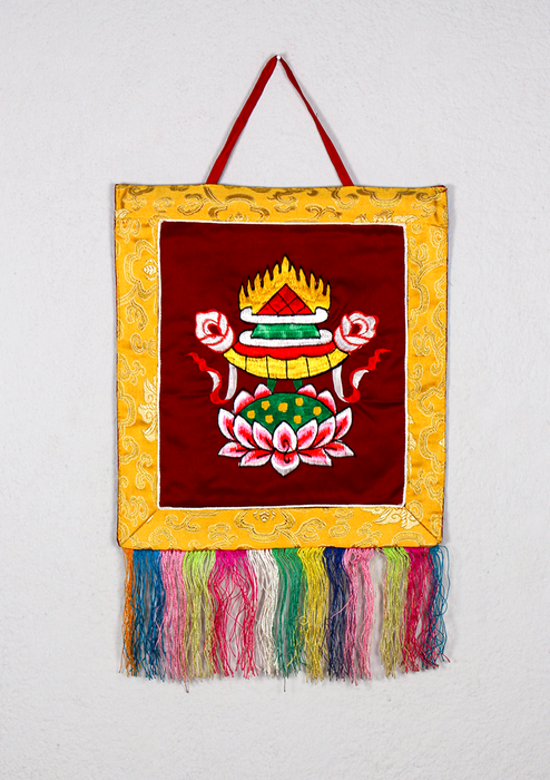 Buddhist Auspicious Symbols Brocade Wall Hanging