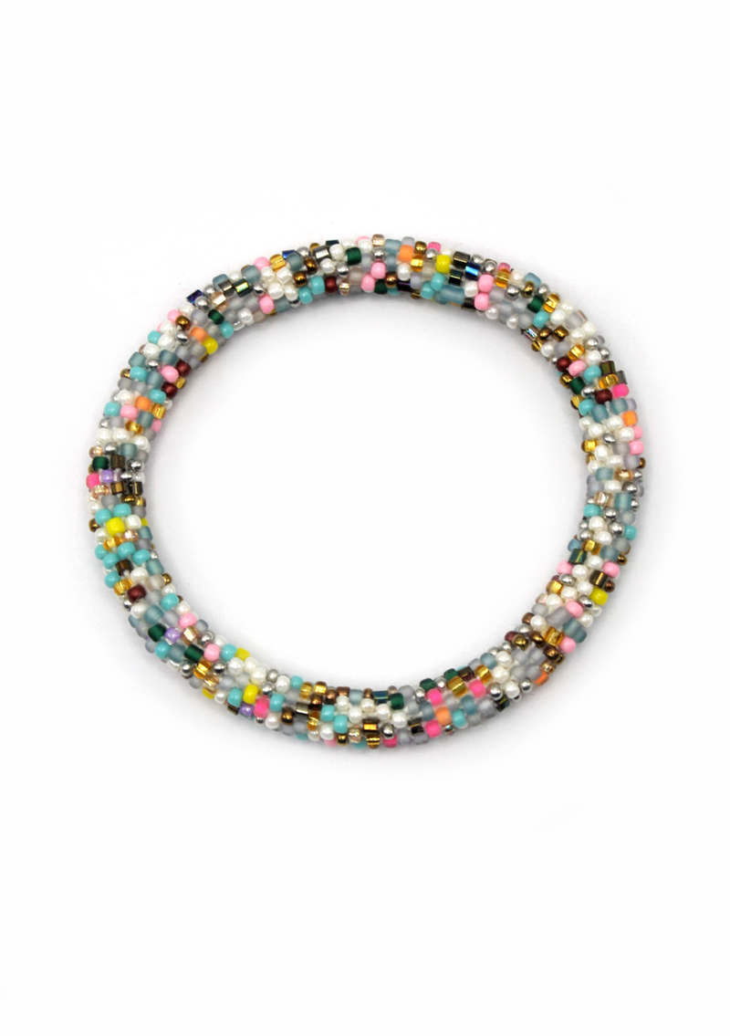 Multicolor Beads Nepalese Roll on Bracelet
