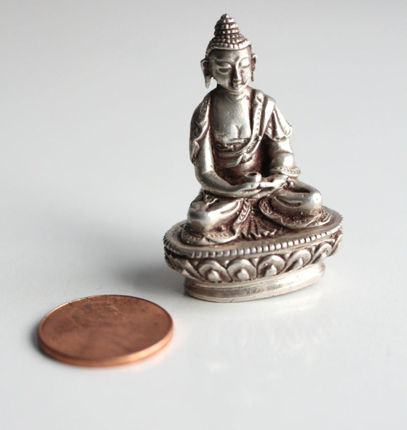 Silver Sterling Tiny Amitabha Buddha Statue, 4cm MST370AM