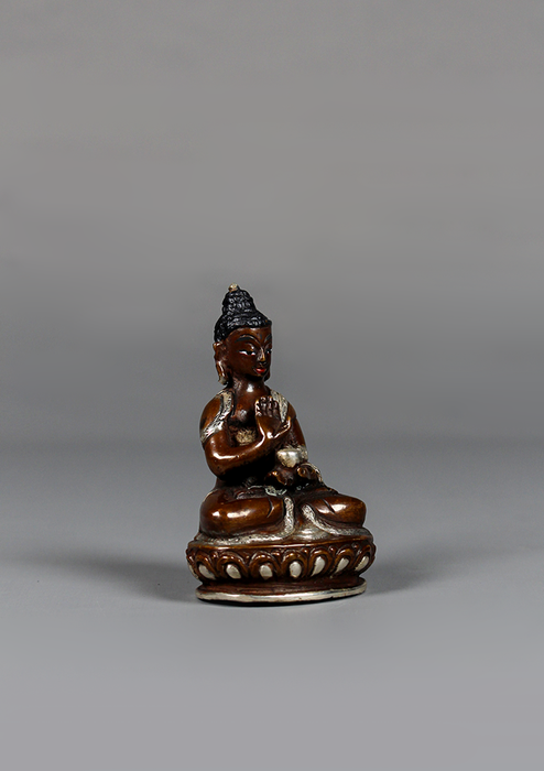Copper Oxydize Silver Plated  Amoghasiddhi Buddha Statue 3"