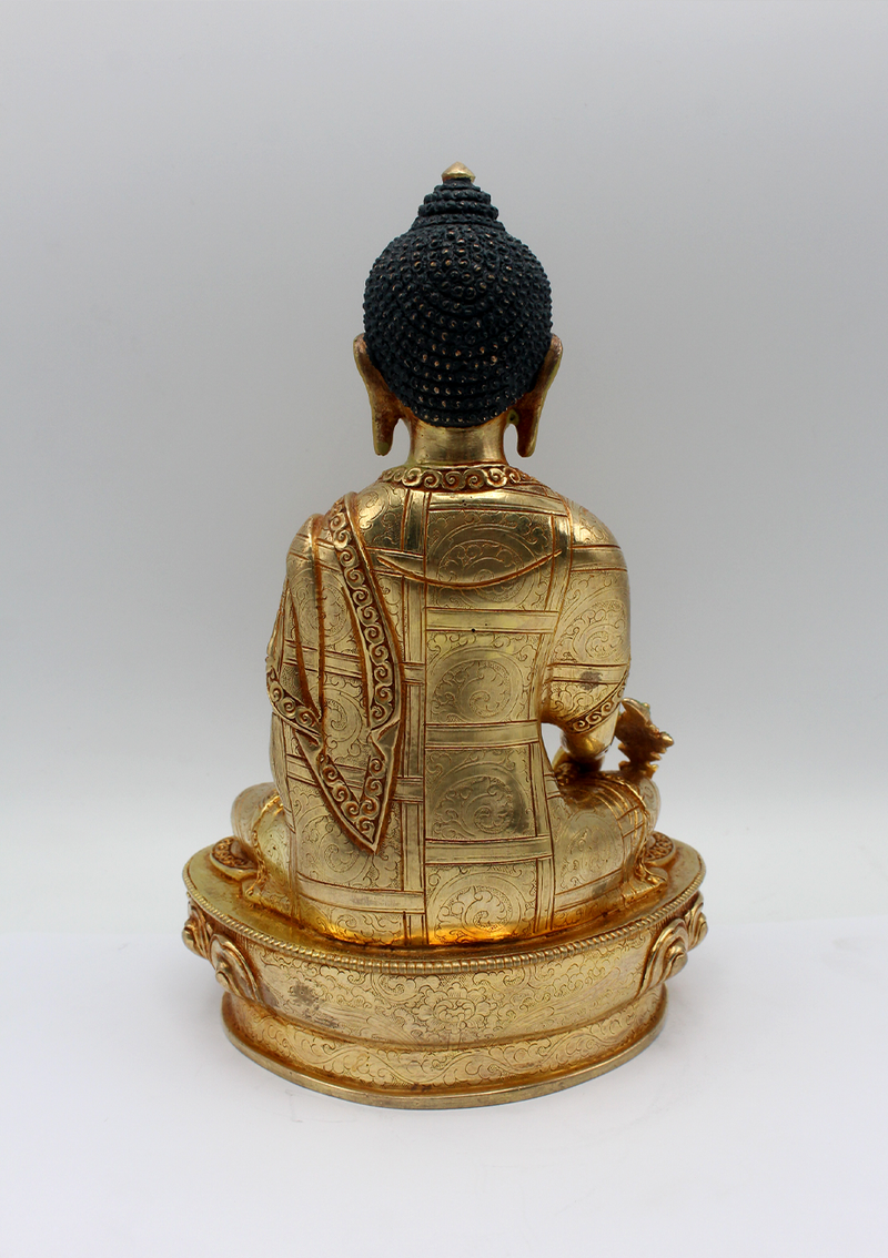 Fine Quality Gilted 24 K Medicine Buddha Statue 8" H
