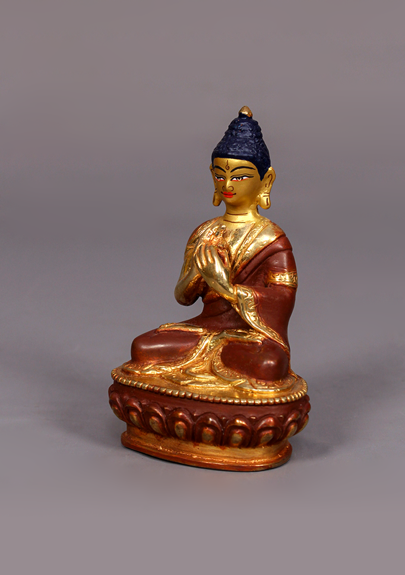 Partly Gold Plated Vairochana Buddha Statue 4"H